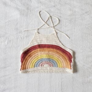 Rainbow Crochet Halter Crop Top